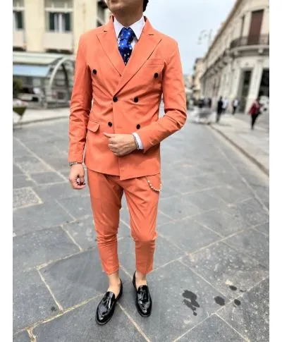 Abito uomo color pesca pesca, doppiopetto