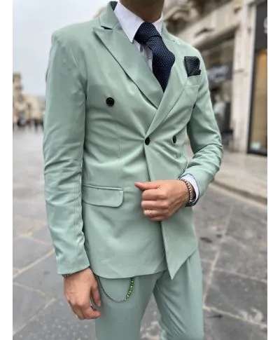 Abito uomo doppiopetto, verde tiffany