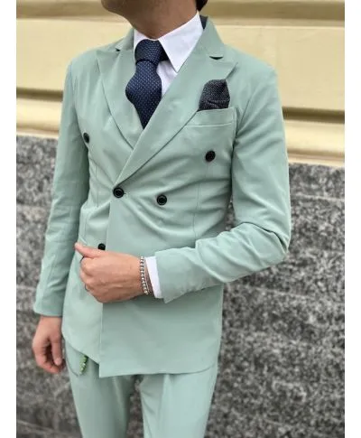 Abito uomo doppiopetto, verde tiffany