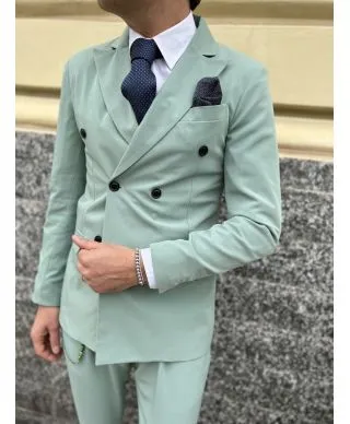 Abito uomo doppiopetto, verde tiffany