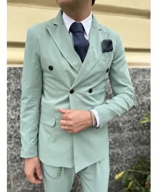 Abito uomo doppiopetto, verde tiffany