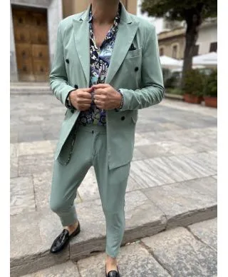 Abito uomo doppiopetto, verde tiffany