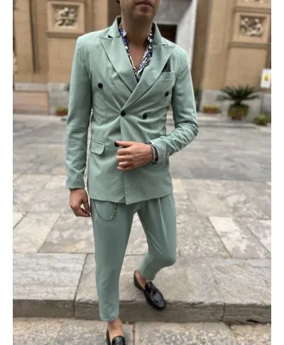 Abito uomo doppiopetto, verde tiffany