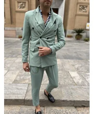 Abito uomo doppiopetto, verde tiffany