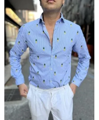 Camicia uomo - Fantasia ananas - Collo classico