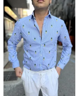 Camicia uomo - Fantasia ananas - Collo classico