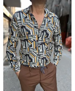 Camicia fantasia - Stampa retrò - Collo classico