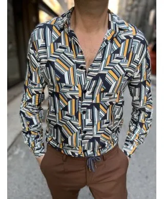 Camicia fantasia - Stampa retrò - Collo classico