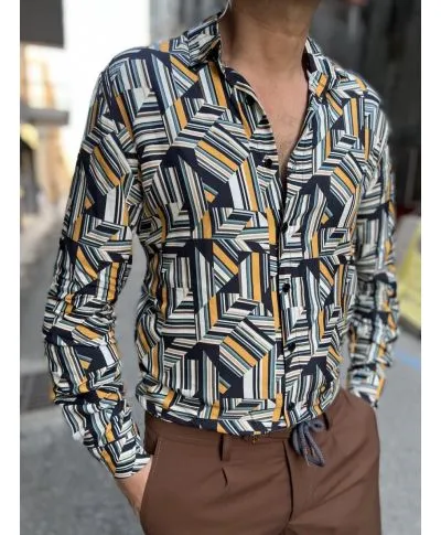 Camicia fantasia - Stampa retrò - Collo classico