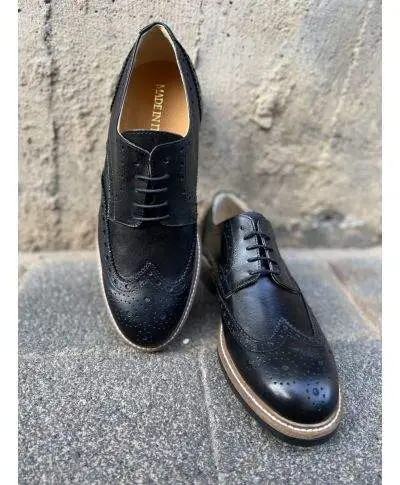 Scarpe stringate - Nera - Vera pelle - Made in Italy
