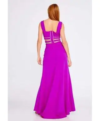 Vestito elegante - Lungo - Fuxia - Con spacco