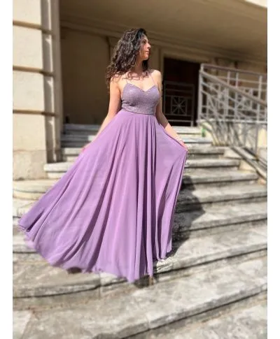 Vestito da cerimonia - Glicine - Schiena scoperta
