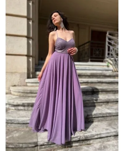 Vestito da cerimonia - Glicine - Schiena scoperta