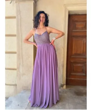 Vestito da cerimonia - Glicine - Schiena scoperta