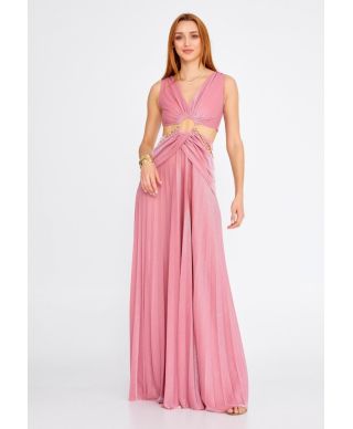 Vestito elegante, lungo - Rosa - Con catena