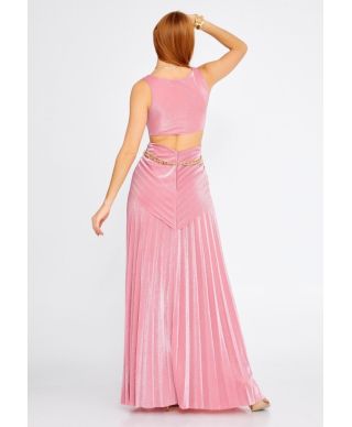 Vestito elegante, lungo - Rosa - Con catena