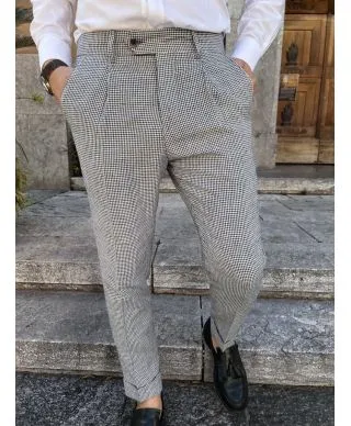 Pantaloni uomo slim, estivo blu a quadri