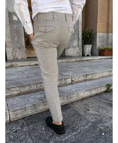 Pantaloni uomo slim, estivo blu a quadri