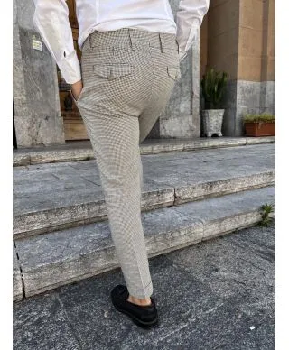 Pantaloni uomo slim, estivo blu a quadri