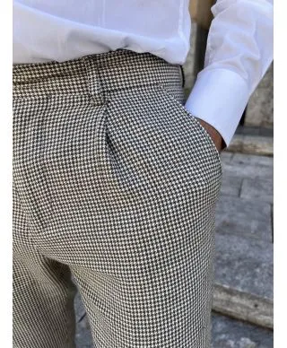 Pantaloni uomo slim, estivo blu a quadri