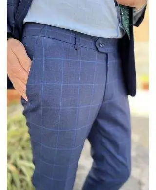 Abito uomo blu elettrico, a quadri
