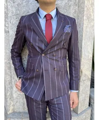 Abito uomo doppiopetto, slim - Gessato, largo