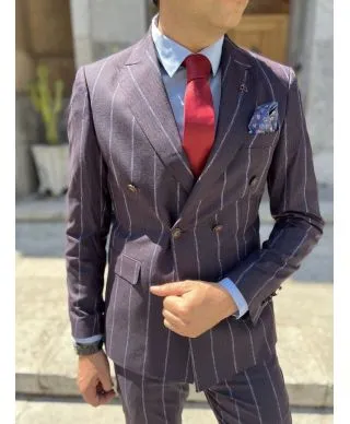 Abito uomo doppiopetto, slim - Gessato, largo