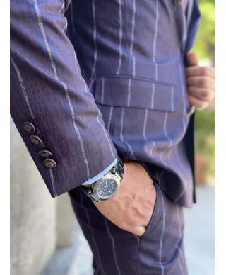 Abito uomo doppiopetto, slim - Gessato, largo