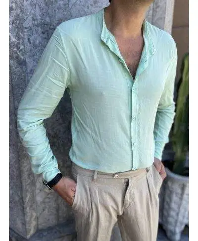 Camicia coreana, verde acqua