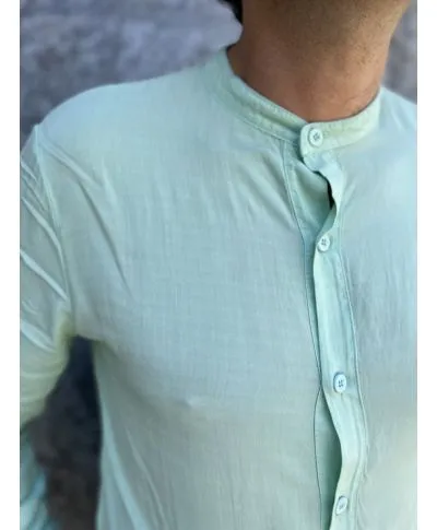 Camicia coreana, verde acqua