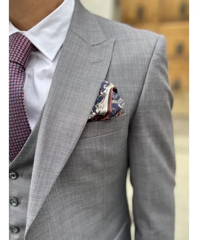 Abito uomo grigio, gilet monopetto