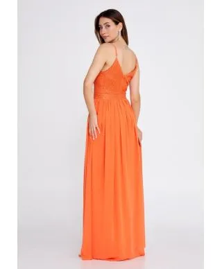 Vestito da cerimonia - Arancione - Corpetto decorato