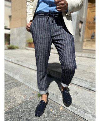 Pantaloni blu, a quadri - Key Jey dnm