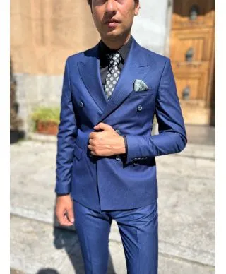 Abito uomo - Doppiopetto - Blu - Gessato