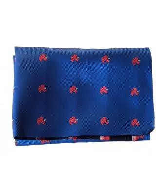 Papillon uomo - Blu -Fantasia paperelle rosse - Con pochette