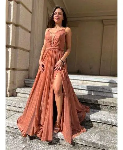Abito da cerimonia - Con spacco - Color bronzo