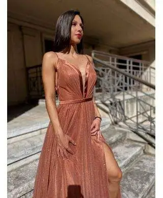 Abito da cerimonia - Con spacco - Color bronzo