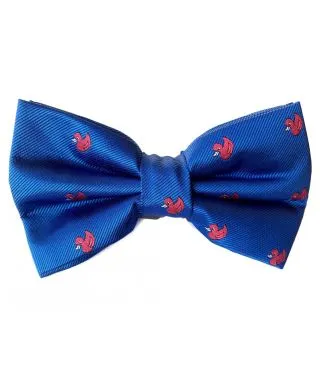 Papillon uomo - Blu -Fantasia paperelle rosse - Con pochette