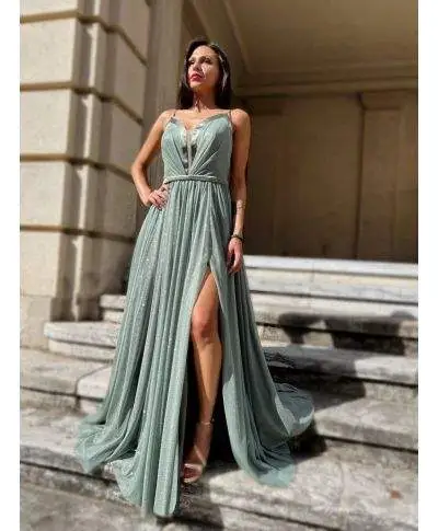 Vestito elegante - Verde tiffany - Tessuto glitterato