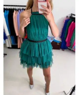 Abito corto - In tulle - Verde bottiglia - Nadia