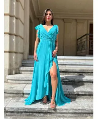 Vestito elegante, turchese - Con manichetta