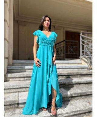 Vestito elegante, turchese - Con manichetta