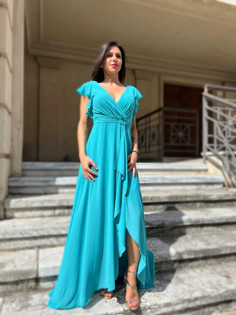 Vestito elegante, turchese Con manichetta Vestiti eleganti