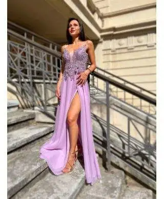 Vestito elegante da cerimonia - Rosa - Corpetto in pizzo - Laura