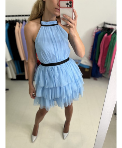 Abito elegante  - In tulle - corto - Azzurro