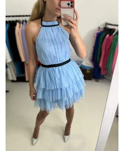 Abito elegante - In tulle - corto - Azzurro
