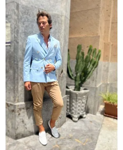 Giacca uomo - Doppiopetto - Azzurro