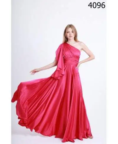 Vestito monospalla - Da cerimonia - Fuxia