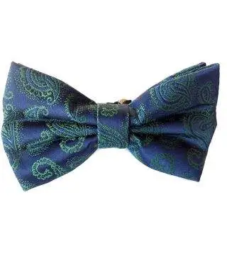 Papillon uomo blu - Farfallino a fantasia verde - Papillon uomo elegante