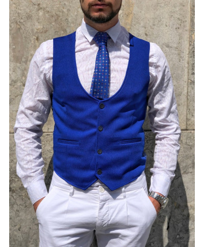 Panciotto uomo blue - Sottogiacca elegante con pochette